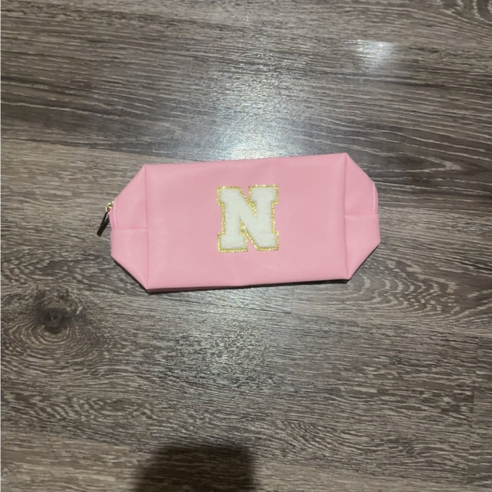Pink Pouch with Gold-Trimmed N